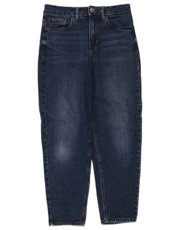 Marks & Spencer Womens Mom High Waist Tapered Jeans UK 8 Small W28 L26 Blue