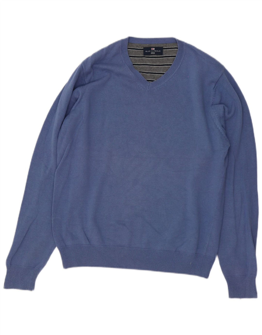 Marks & Spencer Mens Blue Harbour V-Neck Jumper Sweater Medium Blue Cotton