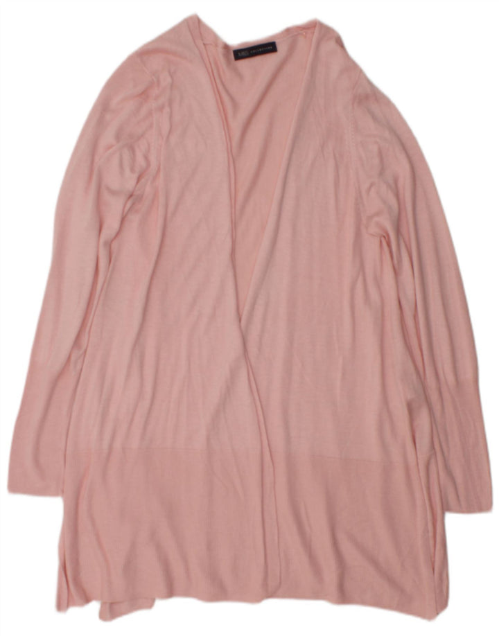 Marks & Spencer Womens Longline Open Cardigan Sweater UK 16 Large Pink