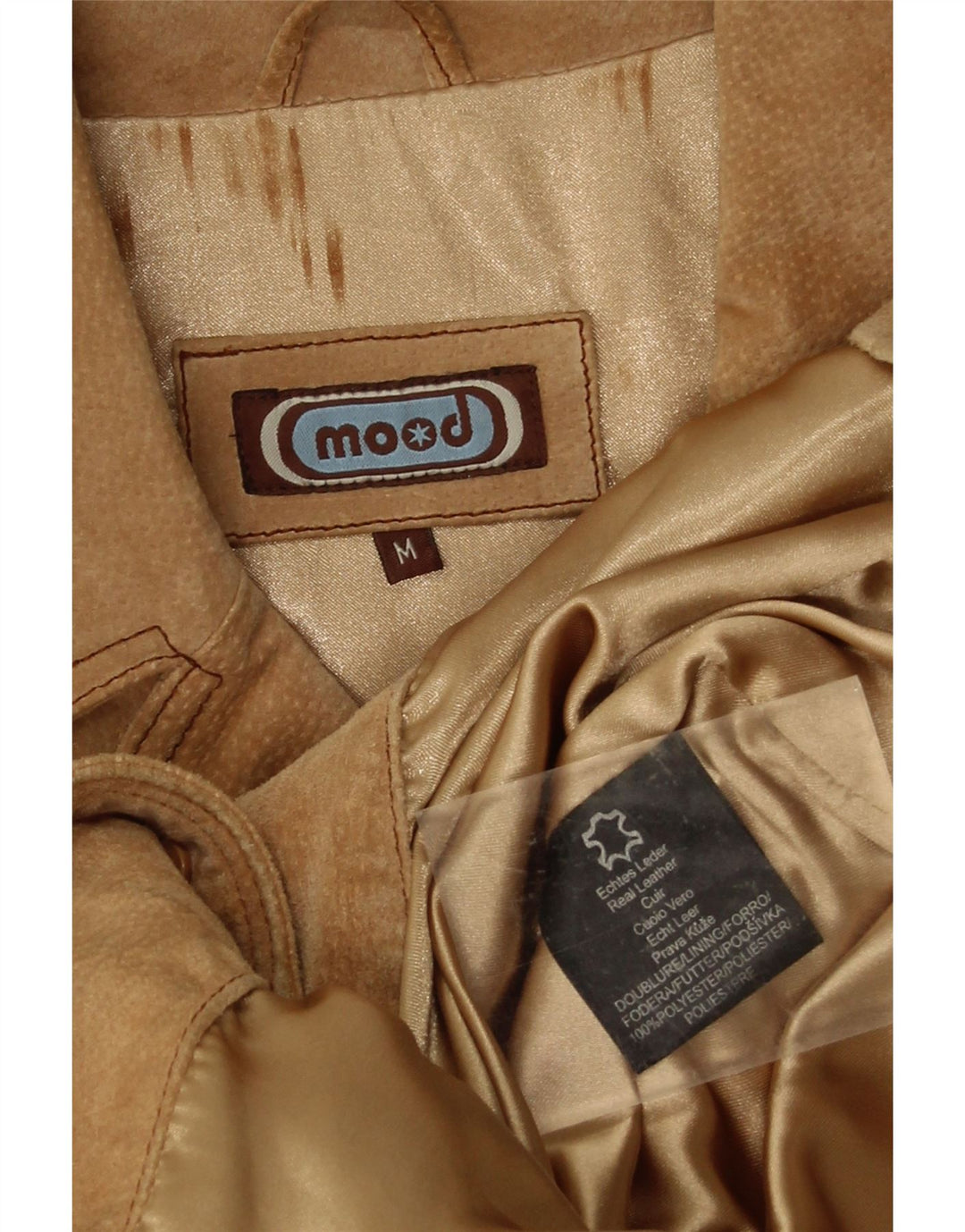 Vintage Womens Suede Jacket UK 38 Medium Beige Leather