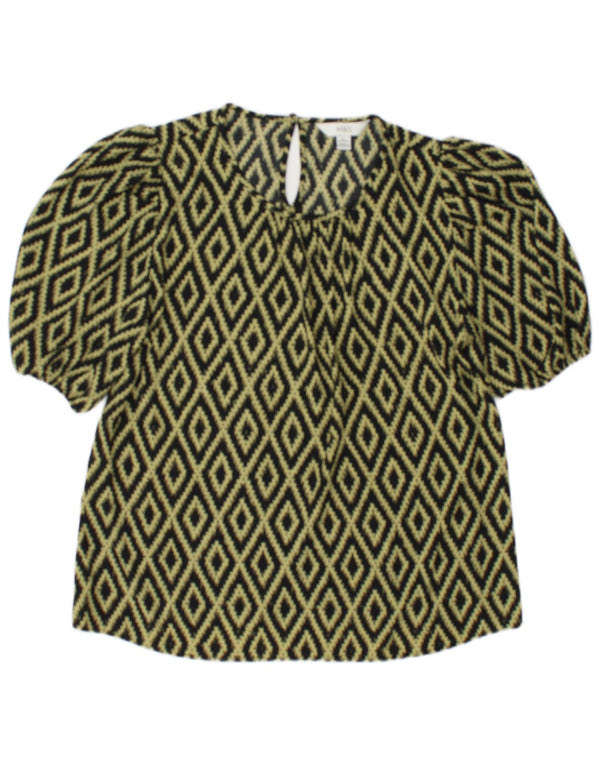 Marks & Spencer Womens Blouse Top UK 10 Small Black Argyle/Diamond
