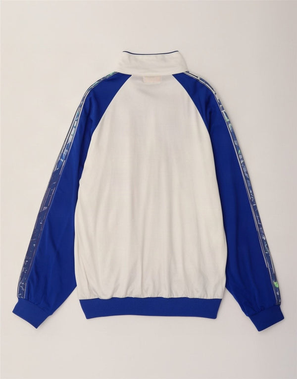 Asics Mens Loose Fit Tracksuit Top Jacket IT 44 XS White Colourblock Retro
