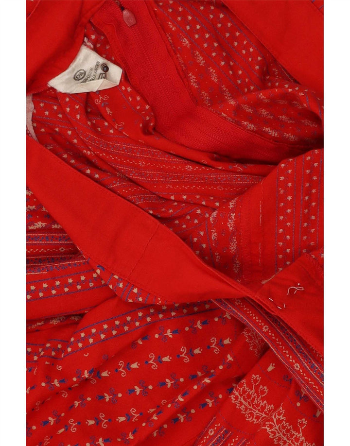 C&A Womens Pleated A-Line Skirt W34 Large Red Cotton