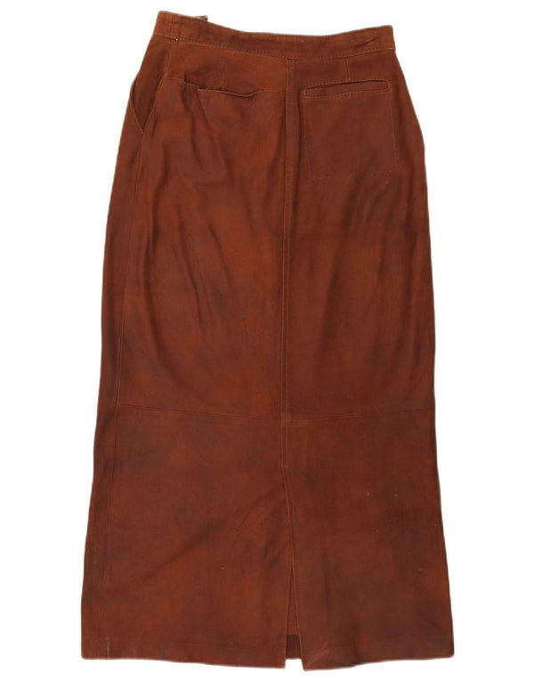 i Blues Womens High Waist Suede Maxi Skirt UK 10 Small W26 Brown Leather