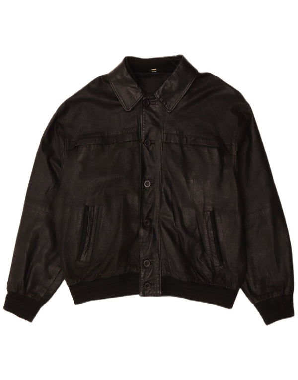 Vintage Mens Leather Jacket IT 52 XL Black Leather