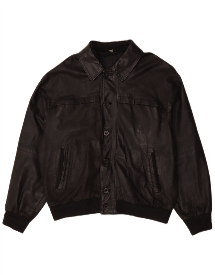 Vintage Mens Leather Jacket IT 52 XL Black Leather