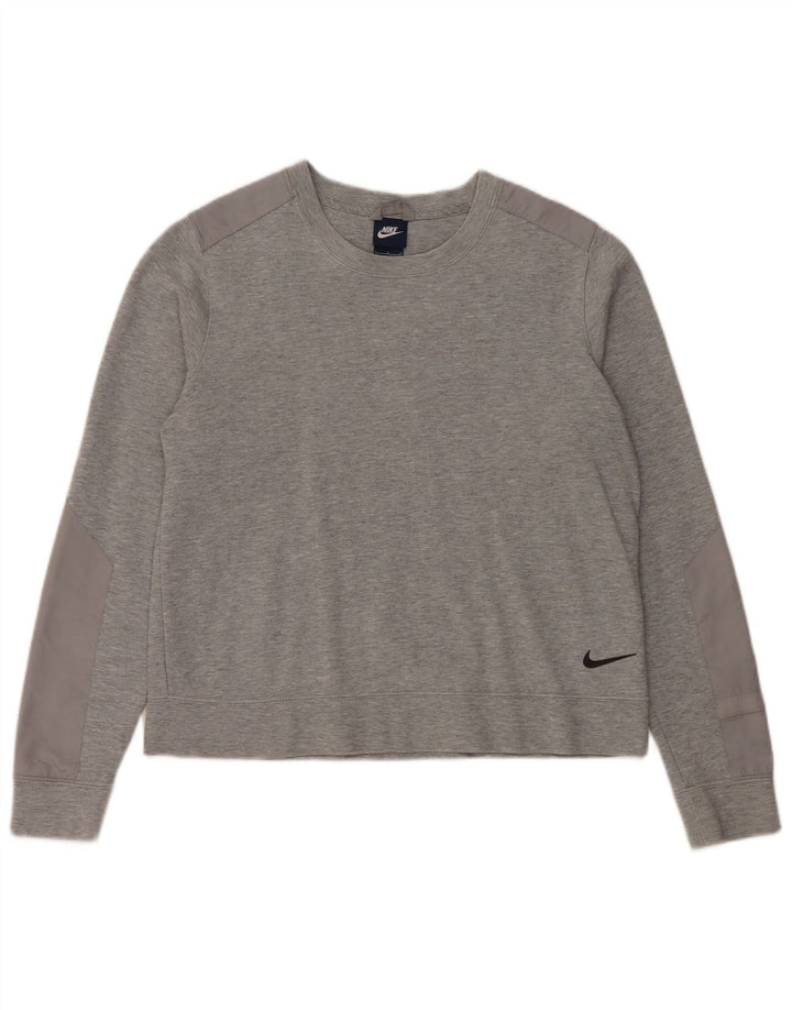 Nike Womens Sweatshirt Jumper UK 16 Large Grey Cotton