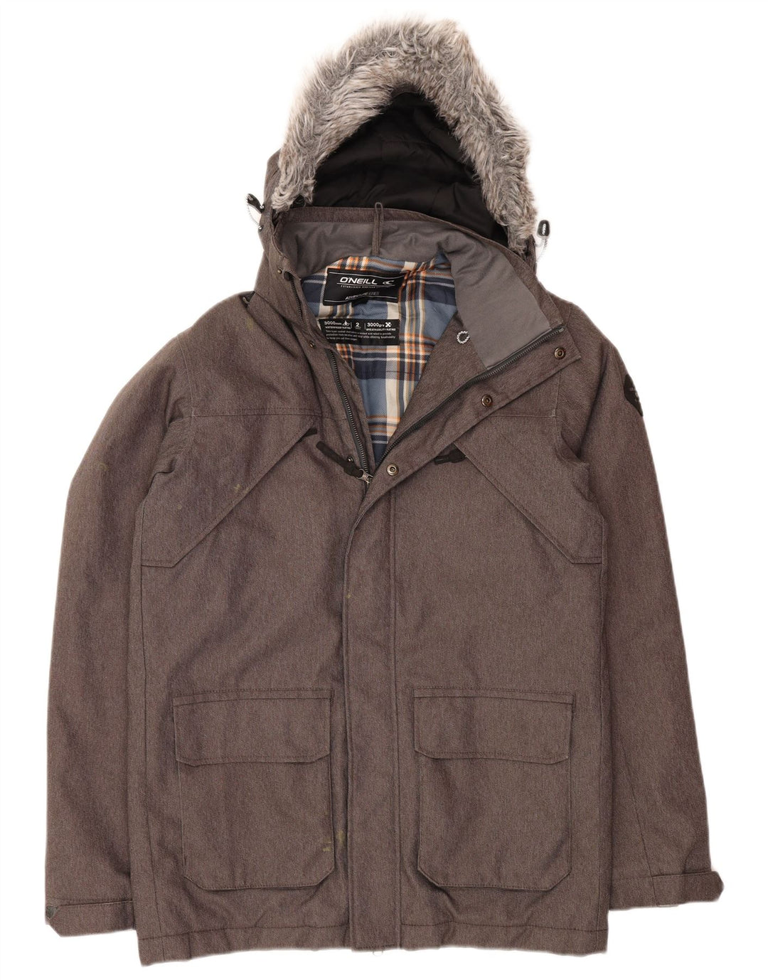 O'Neill Mens Hooded Windbreaker Jacket UK 36 Small Grey Polyester