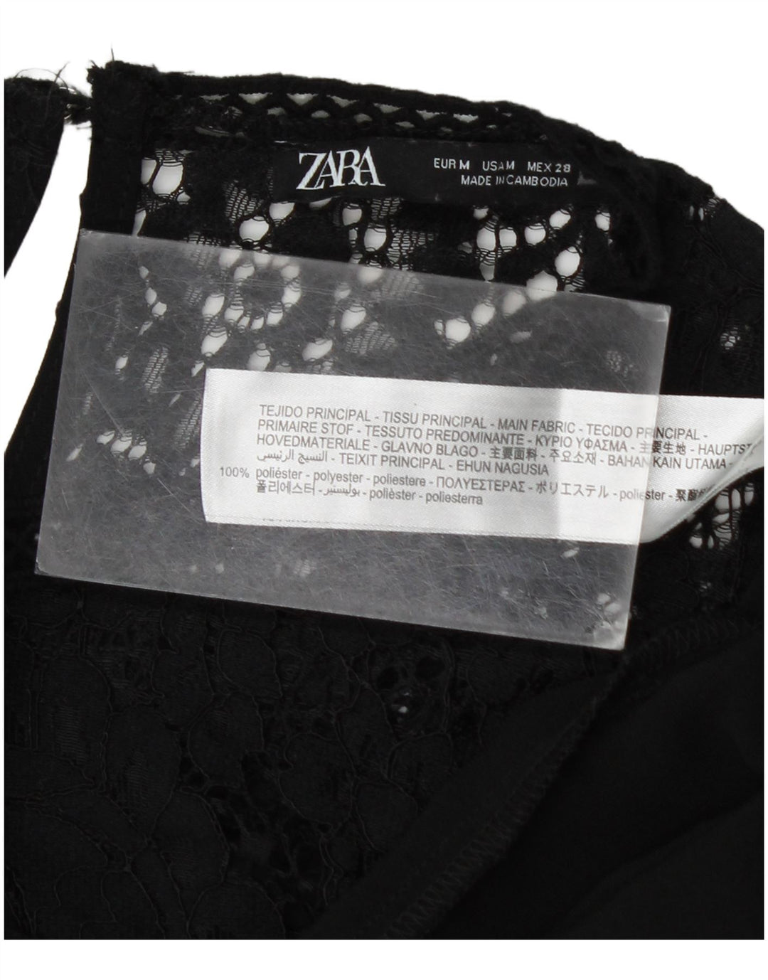 Zara Womens Long Sleeve Basic Dress UK 14 Medium Black Floral Polyester