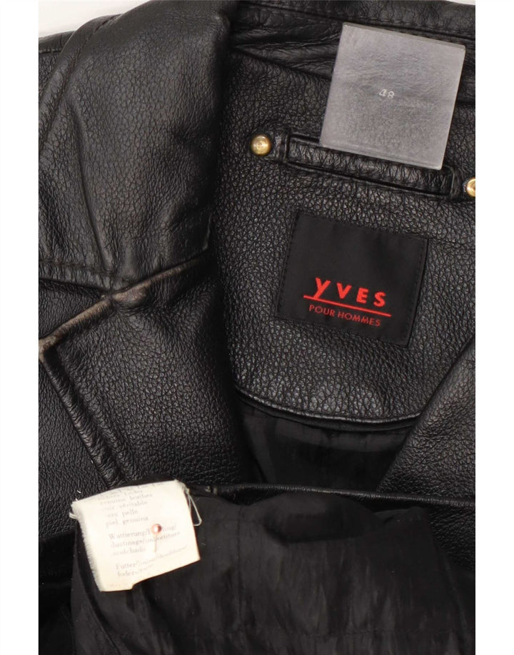 Vintage Mens Leather Jacket IT 48 Medium Black