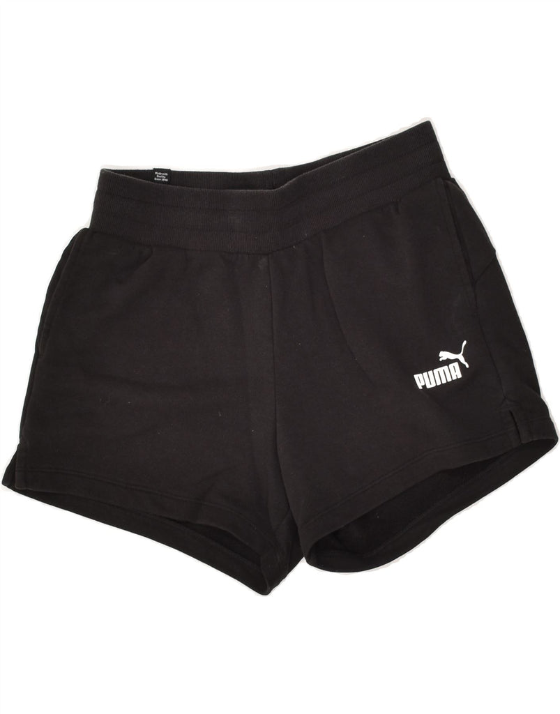 PUMA Womens Sport Shorts UK 10 Small Black Cotton | Vintage Puma | Thrift | Second-Hand Puma | Used Clothing | Messina Hembry 