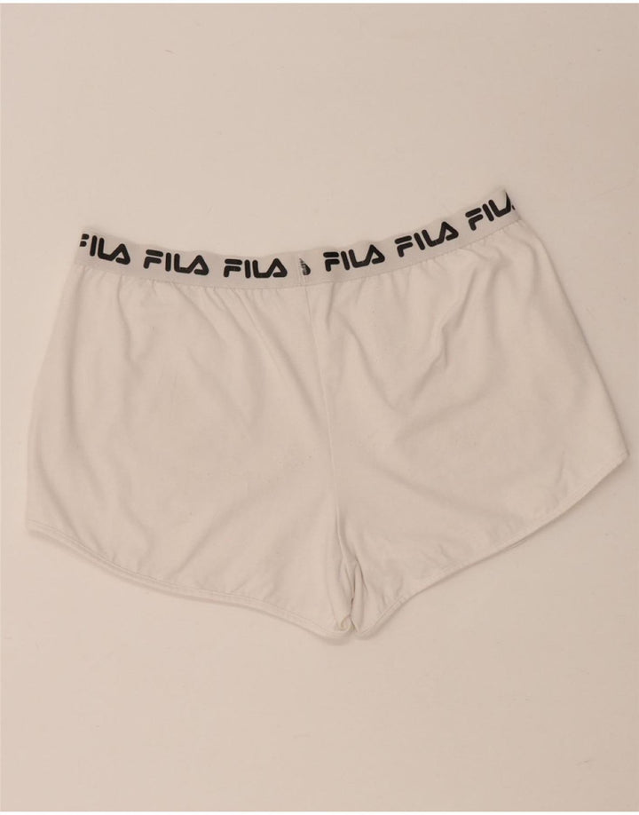 FILA Womens Graphic Sport Shorts UK 14 Medium  White