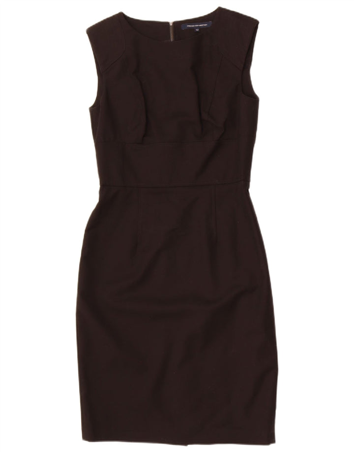 French Connection Womens Sleeveless Sheath Dress UK 12 Medium Black Cotton