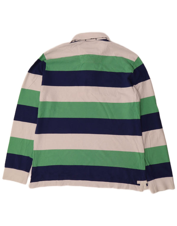 Crew Clothing Mens Long Sleeve Rugby Polo Shirt Large Multicoloured Striped