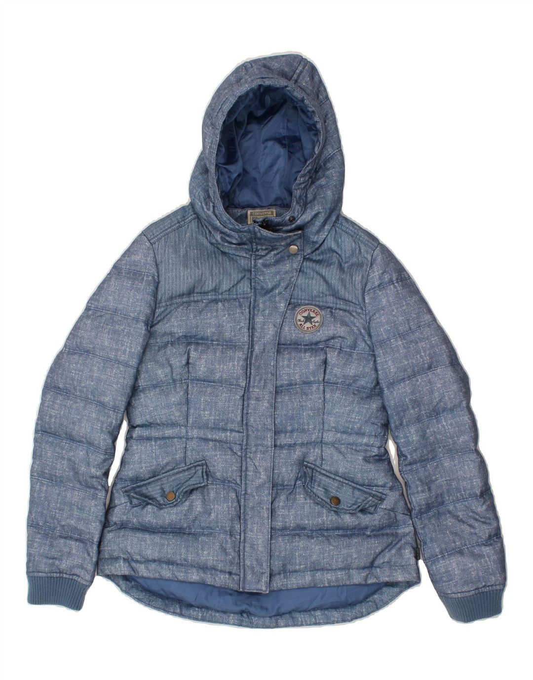 CONVERSE Womens Hooded Padded Jacket UK 10 Small Blue Vintage Converse and Second-Hand Converse from Messina Hembry 