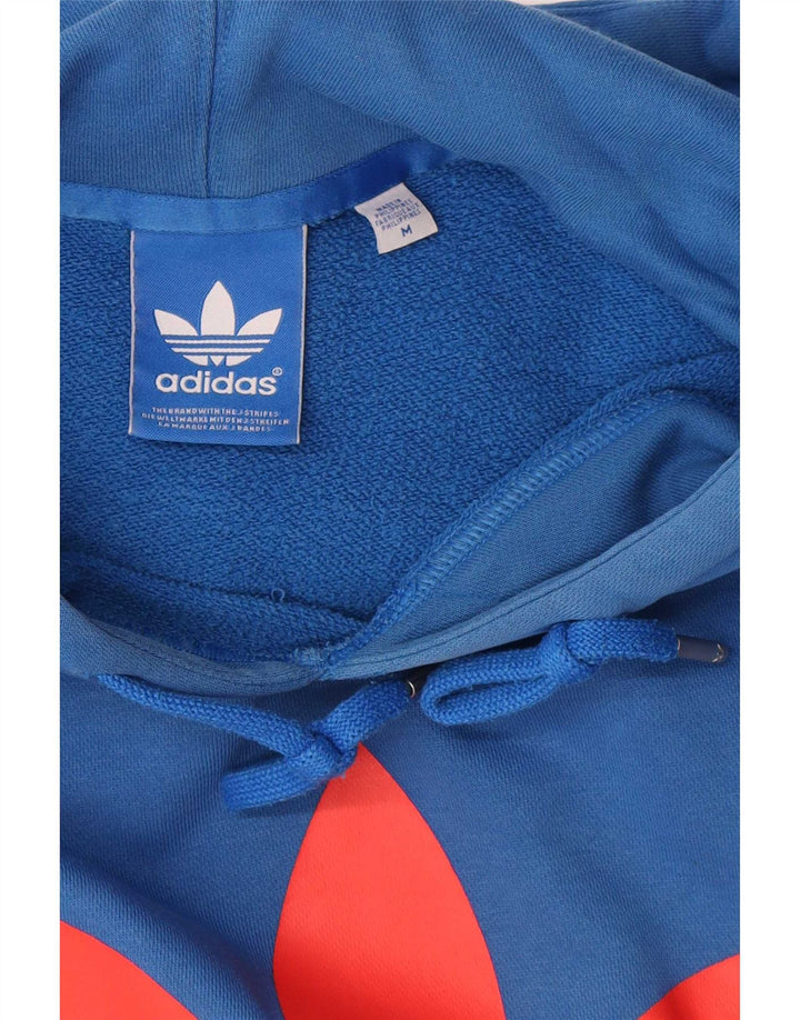 Adidas Mens Graphic Hoodie Jumper Medium Blue Cotton