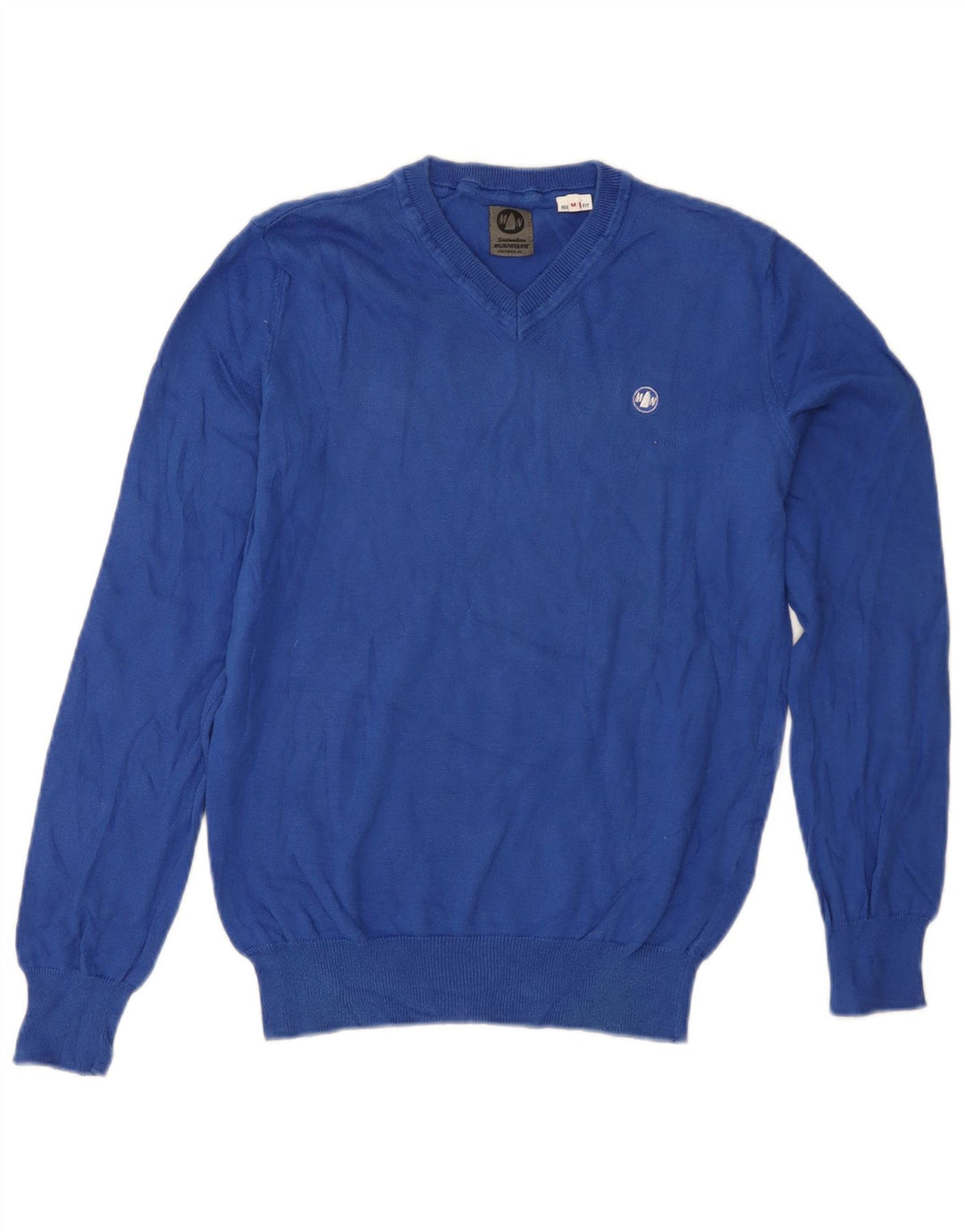 Murphy & Nye Mens Regular Fit V-Neck Jumper Sweater Medium Blue Cotton