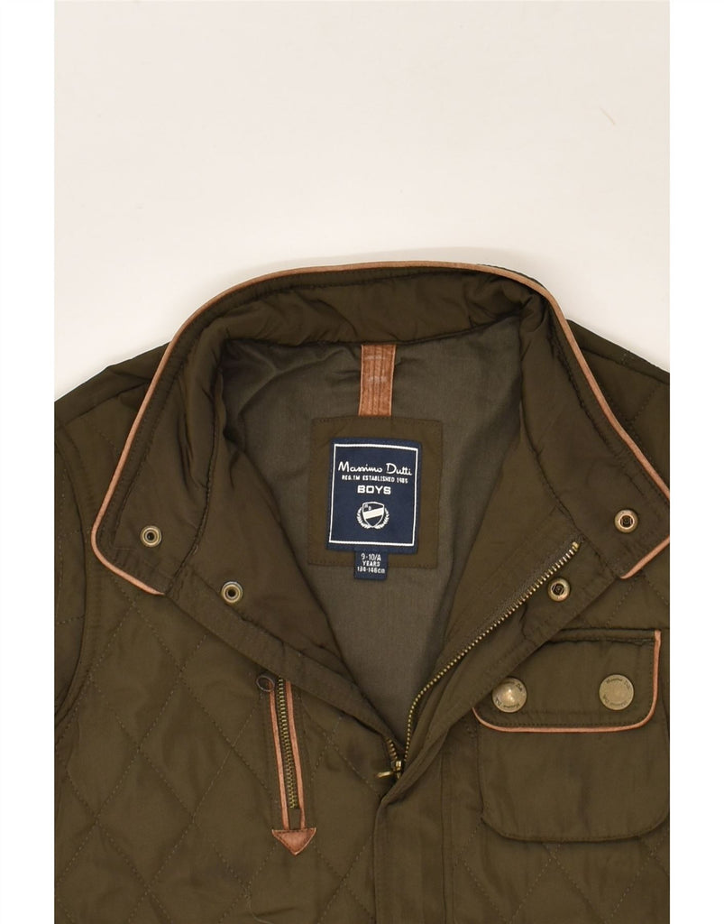 MASSIMO DUTTI Boys Quilted Jacket 9-10 Years Khaki Polyester | Vintage Massimo Dutti | Thrift | Second-Hand Massimo Dutti | Used Clothing | Messina Hembry 