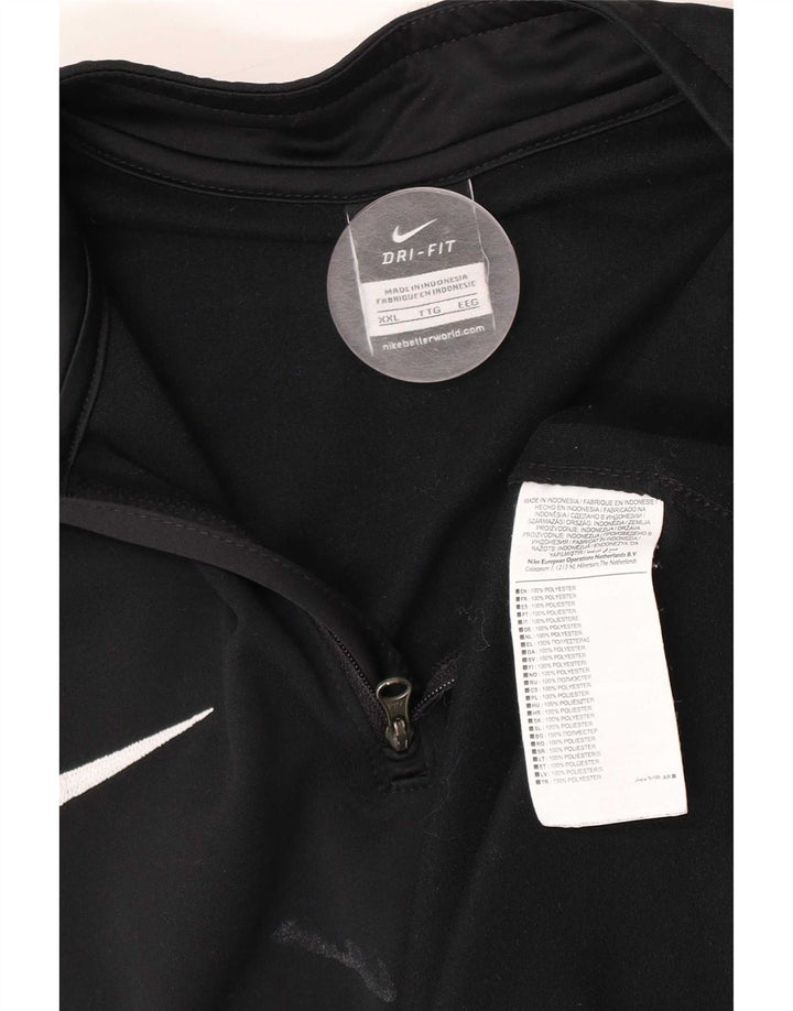 Nike Mens Dri Fit Zip Neck Pullover Tracksuit Top 2XL Black Polyester