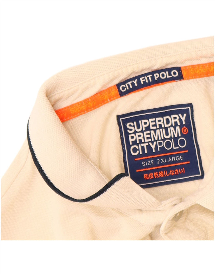 Superdry Mens Polo Shirt 2XL Off White Cotton