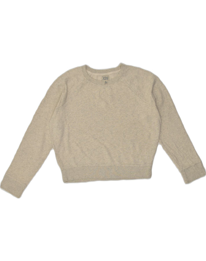 J. CREW Womens Oversized Crop Sweatshirt Jumper UK 14 Medium Grey Cotton | Vintage J. Crew | Thrift | Second-Hand J. Crew | Used Clothing | Messina Hembry 