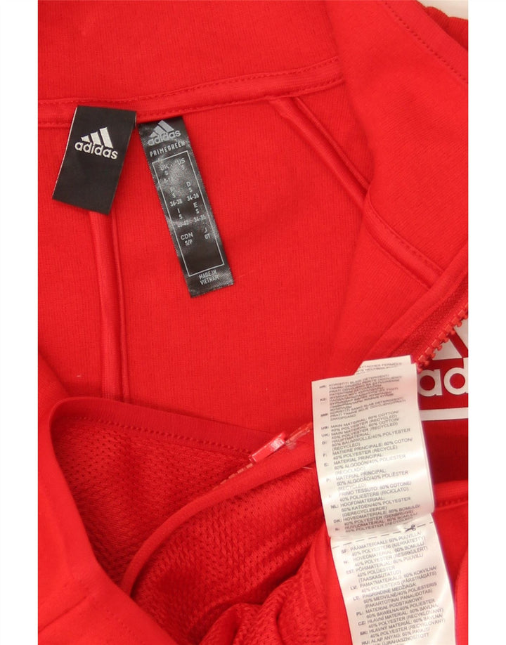 ADIDAS Womens Oversized Tracksuit Top Jacket UK 8/10 Small Red Cotton