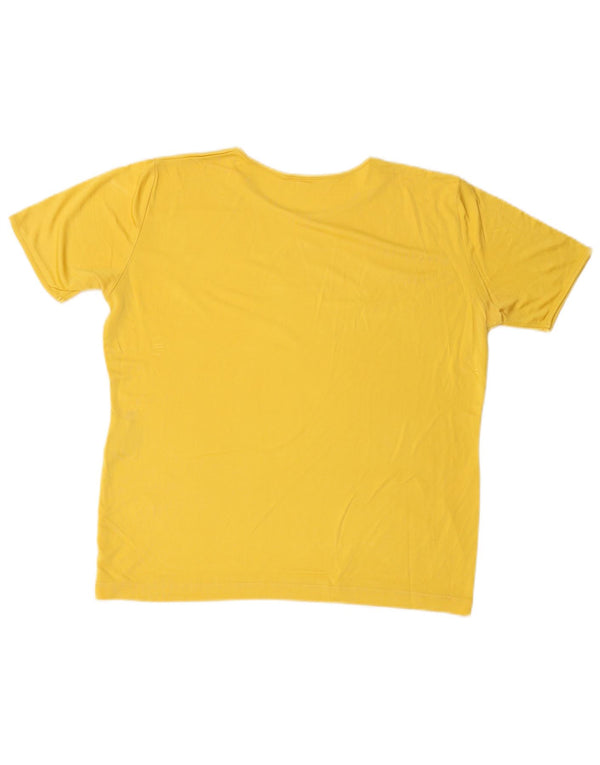 VINTAGE Womens T-Shirt Top UK 16 Large Yellow Silk
