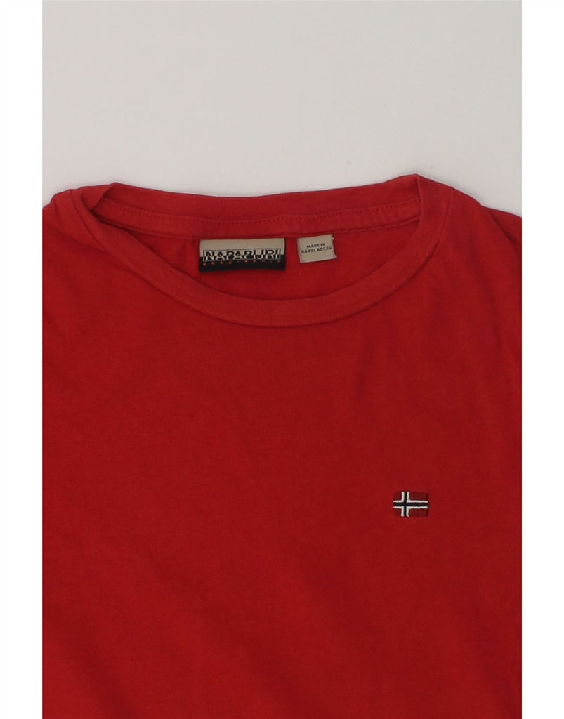 NAPAPIJRI Boys T-Shirt Top 7-8 Years Red Cotton | Vintage Napapijri | Thrift | Second-Hand Napapijri | Used Clothing | Messina Hembry 