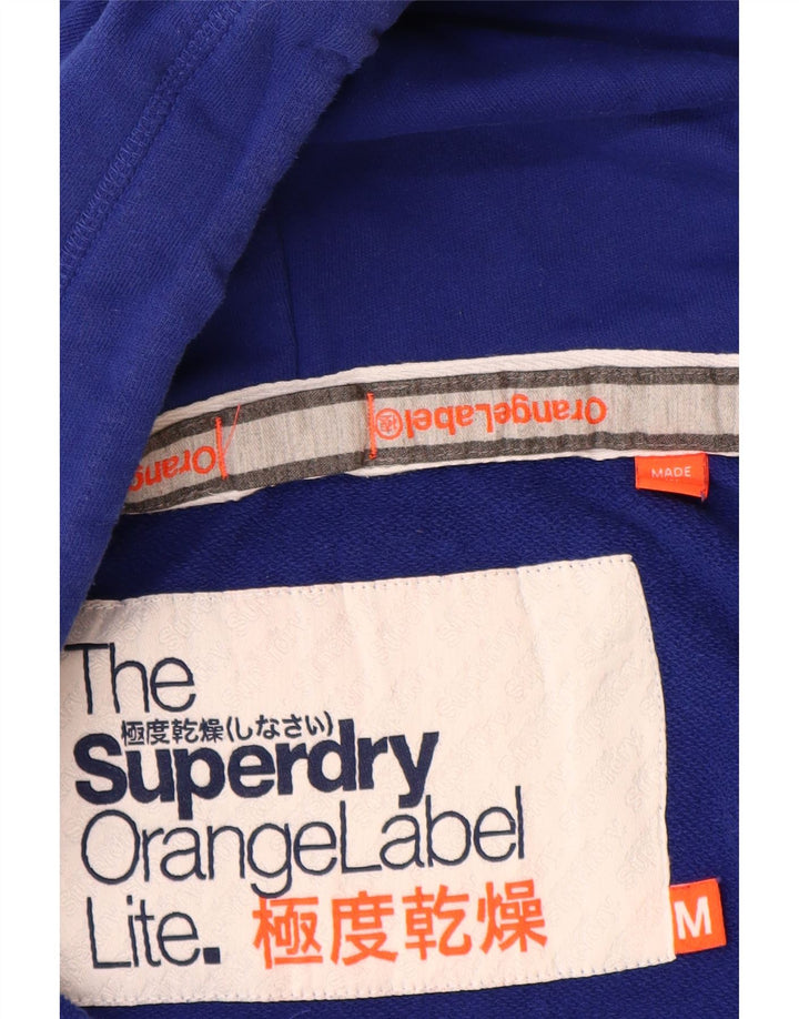 Superdry Womens Zip Hoodie Sweater UK 12 Medium  Blue Cotton