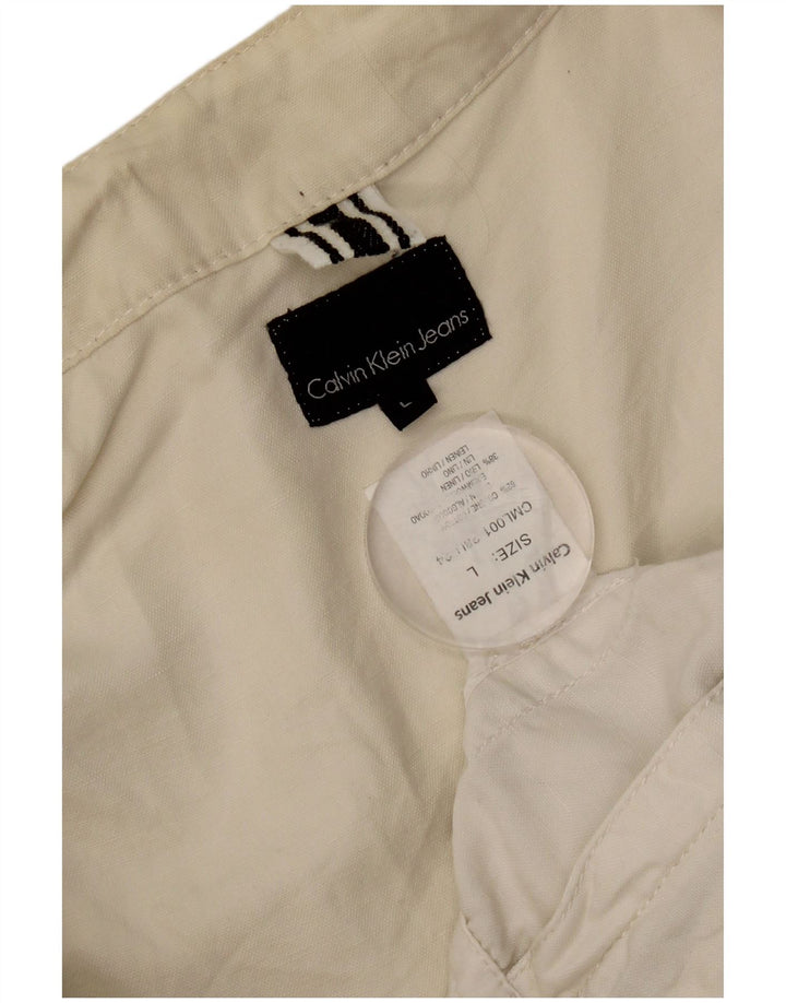 Calvin Klein Jeans Womens Utility Jacket UK 16 Large Off White Cotton