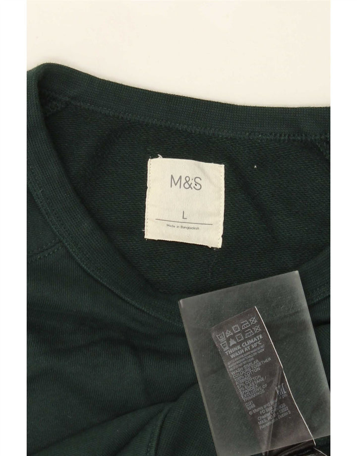 Marks & Spencer Mens Sweatshirt Jumper Large Green Cotton
