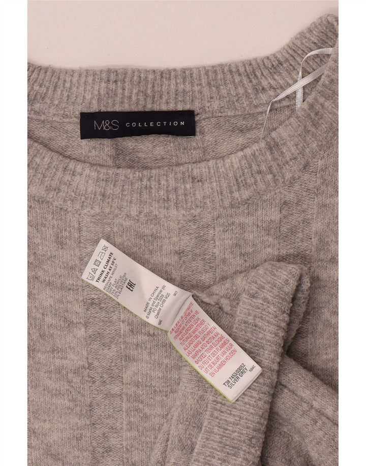 Marks & Spencer Womens Oversized Boat Neck Jumper Sweater UK 10 Small Grey