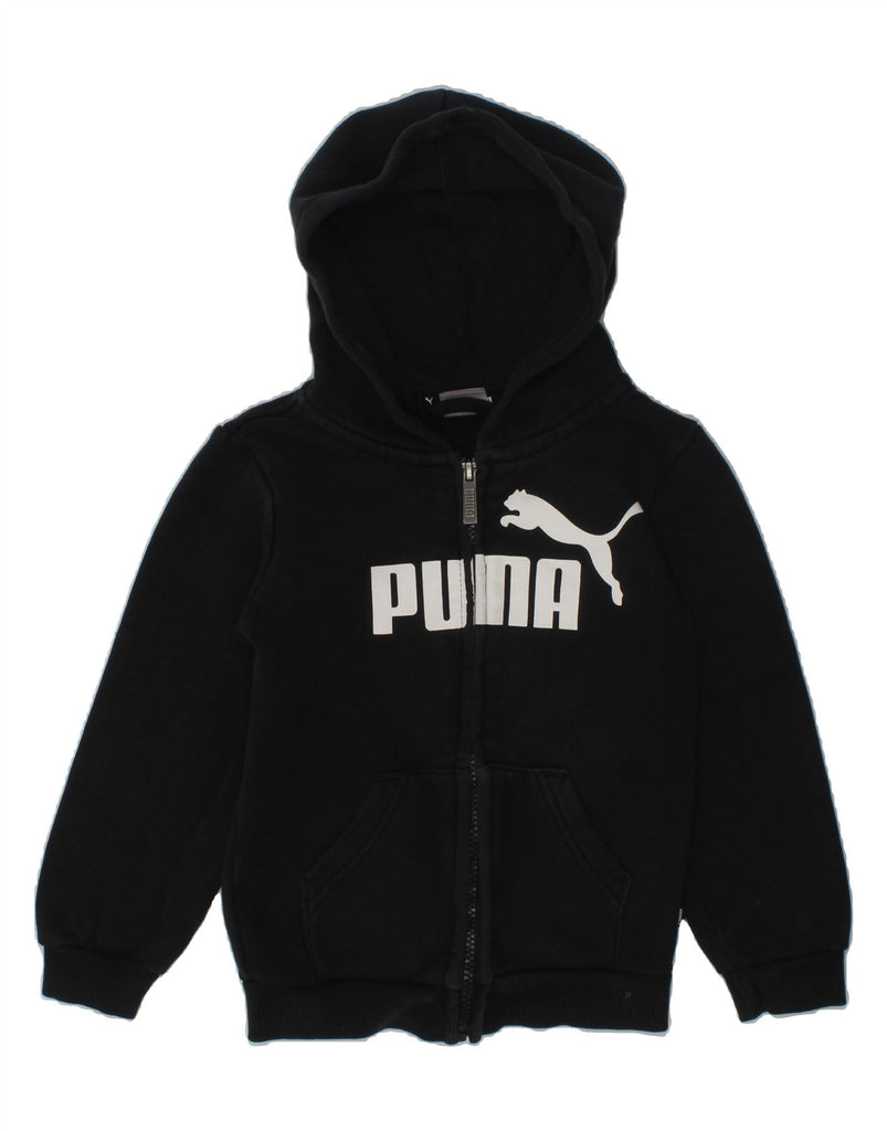 PUMA Boys Graphic Zip Hoodie Sweater 3-4 Years Black Cotton | Vintage Puma | Thrift | Second-Hand Puma | Used Clothing | Messina Hembry 