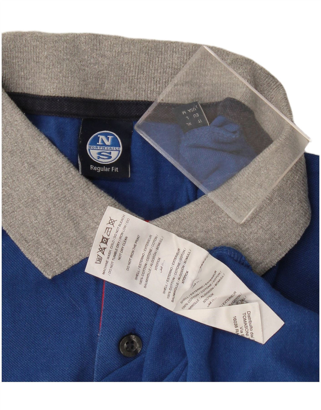 North Sails Mens Regular Fit Polo Shirt Medium Navy Blue Colourblock Cotton