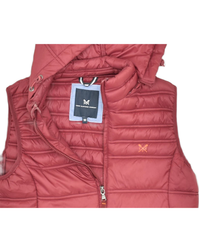 CREW CLOTHING Womens Hooded Padded Gilet UK 10 Small Red Polyester | Vintage | Thrift | Second-Hand | Used Clothing | Messina Hembry 