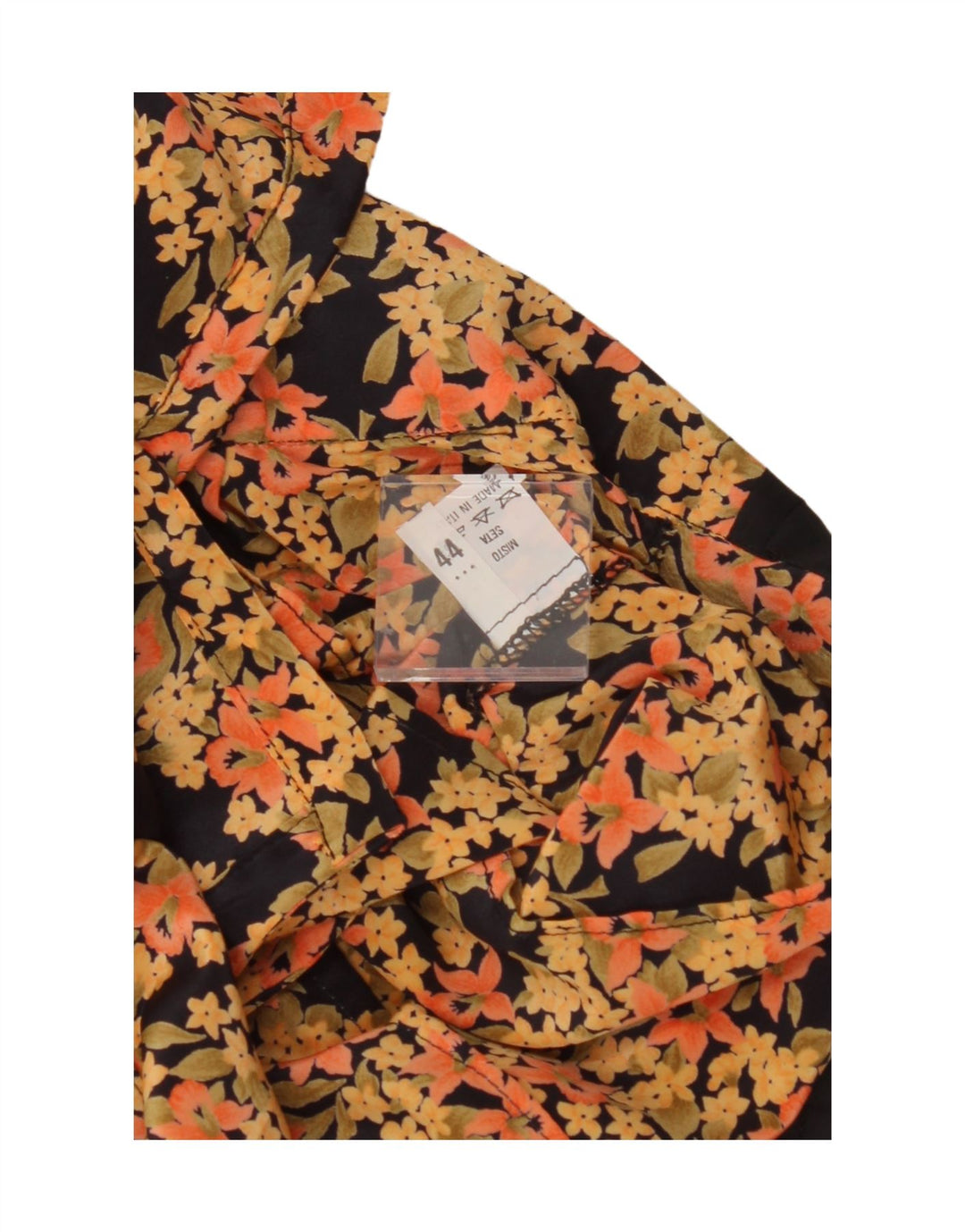 VINTAGE Womens Short Sleeve Shirt Blouse IT 44 Medium Black Floral Silk Vintage Vintage and Second-Hand Vintage from Messina Hembry 