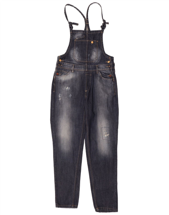 Zara Womens Distressed Dungarees Tapered Jeans Medium W28 L31 Navy Blue