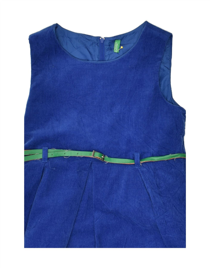 BENETTON Girls Corduroy Empire Dress 8-9 Years Large  Blue Cotton | Vintage Benetton | Thrift | Second-Hand Benetton | Used Clothing | Messina Hembry 