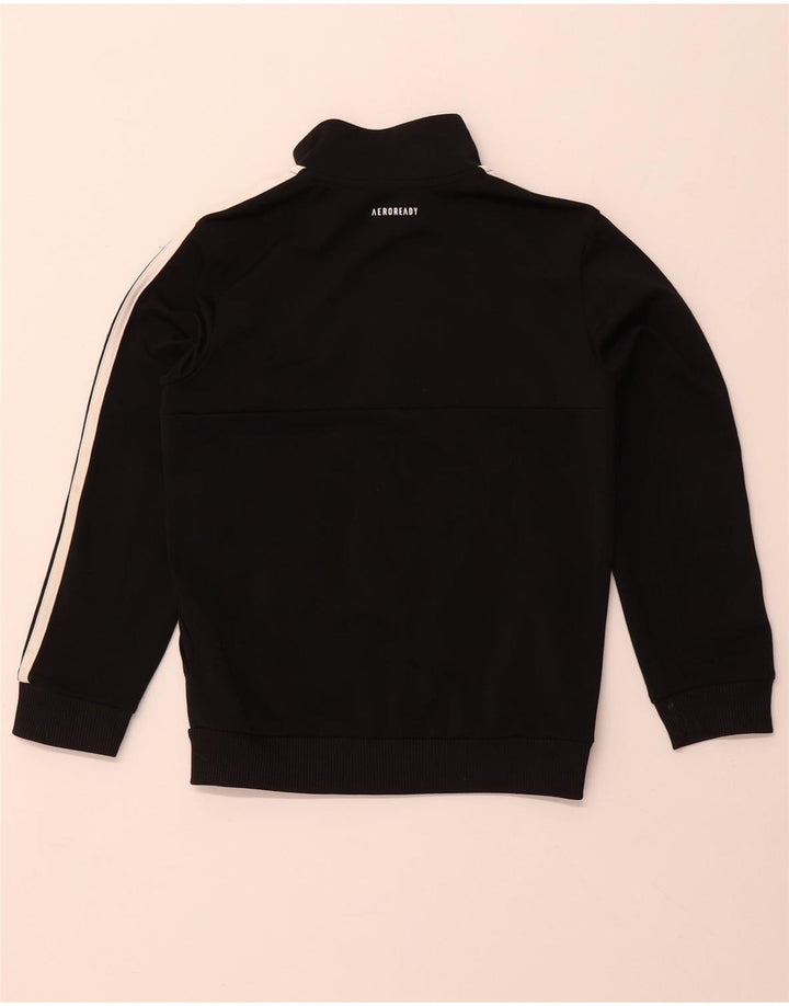 ADIDAS Boys Aeroready Tracksuit Top Jacket 7-8 Years Black Polyester