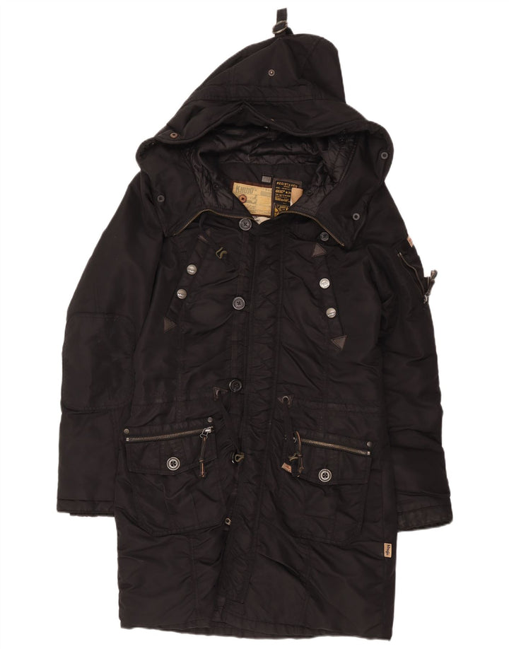 KHUJO Womens Hooded Padded Coat UK 14 Large Black Polyester
