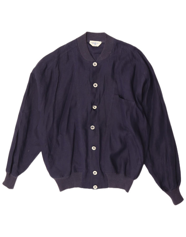 Avon Celli Mens Loose Fit Bomber Jacket IT 46 Small Navy Blue Linen