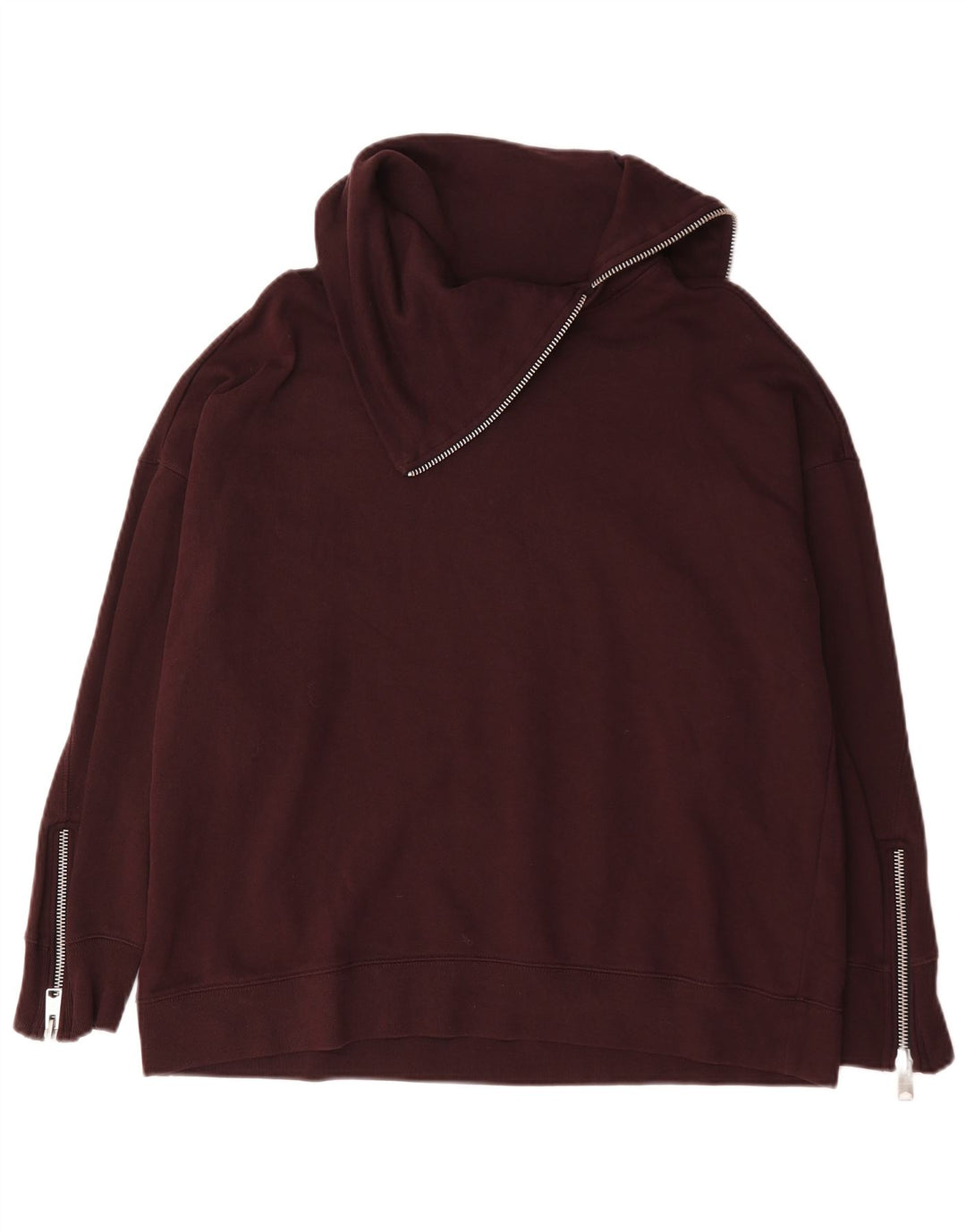 All Saints Womens Oversized Sweatshirt Jumper UK 14 Medium Burgundy