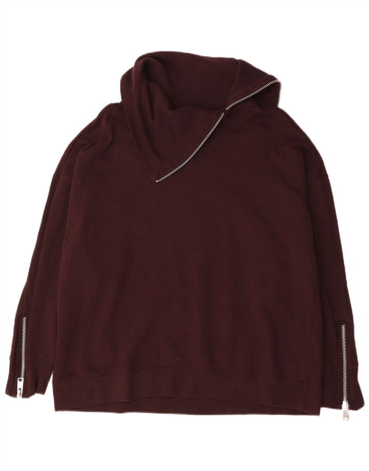All Saints Womens Oversized Sweatshirt Jumper UK 14 Medium Burgundy