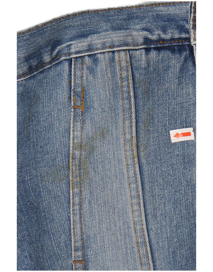 VINTAGE Womens Crop Denim Jacket UK 14 Large Blue Cotton