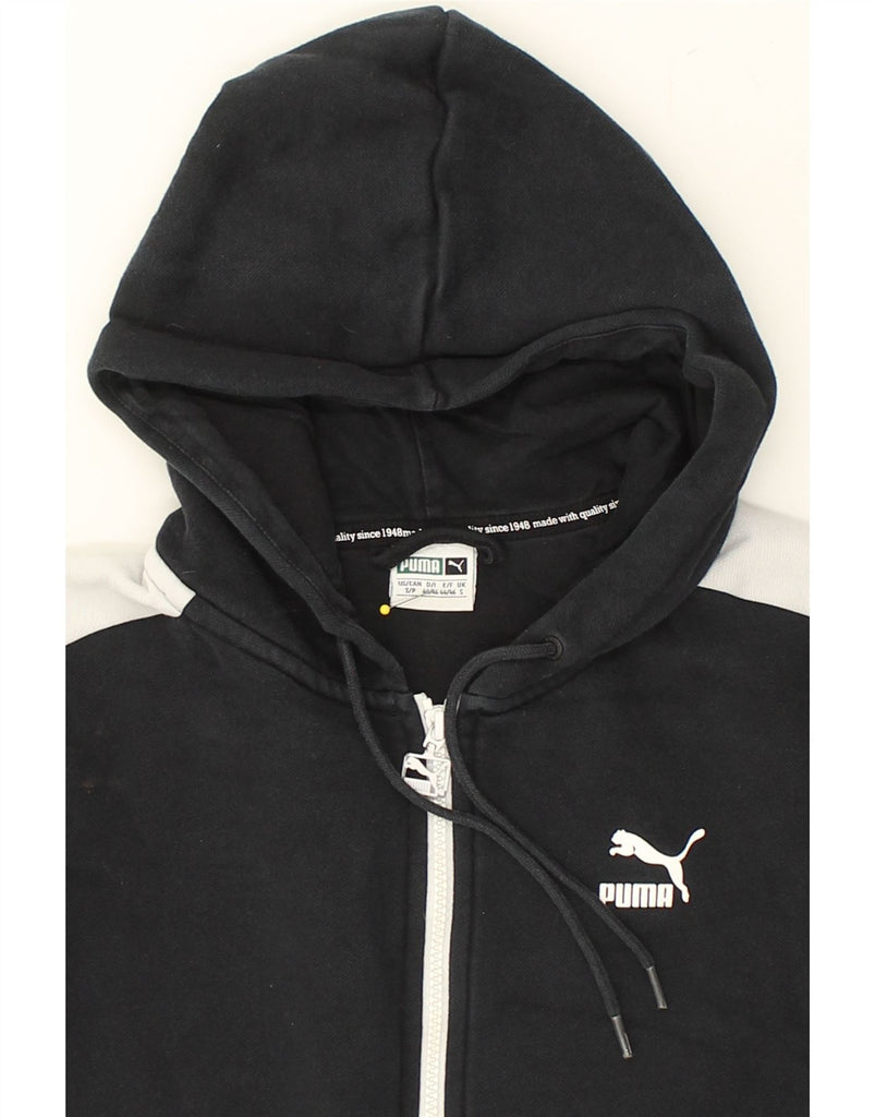 PUMA Mens Zip Hoodie Sweater Small Black Cotton | Vintage Puma | Thrift | Second-Hand Puma | Used Clothing | Messina Hembry 