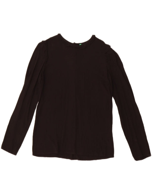 Benetton Womens Shirt Blouse UK 12 Medium Black
