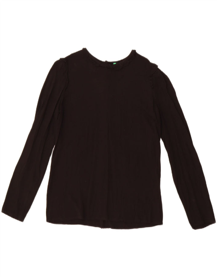 Benetton Womens Shirt Blouse UK 12 Medium Black