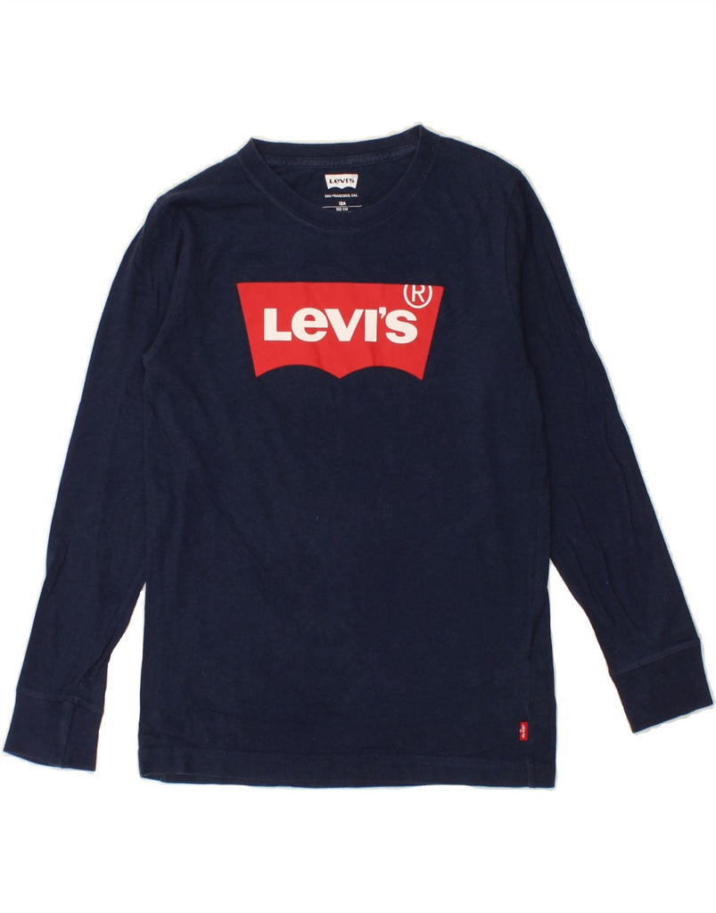 LEVI'S Boys Graphic Top Long Sleeve 11-12 Years Navy Blue Cotton Vintage Levi's and Second-Hand Levi's from Messina Hembry 