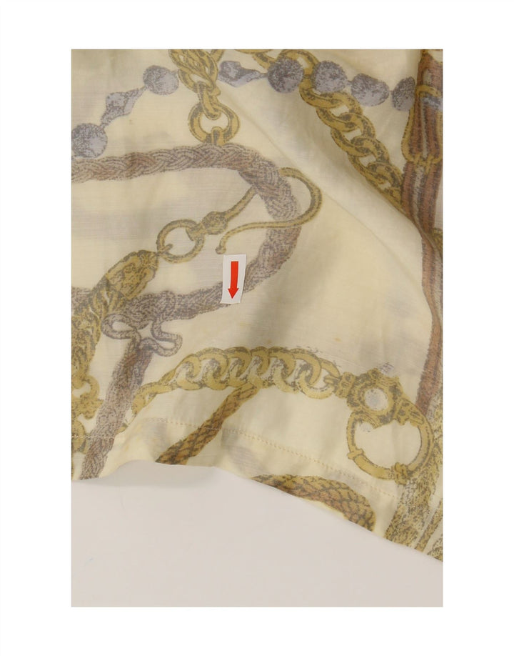 VINTAGE Womens Abstract Pattern Blouse Top UK 16 Large Beige Acrylic