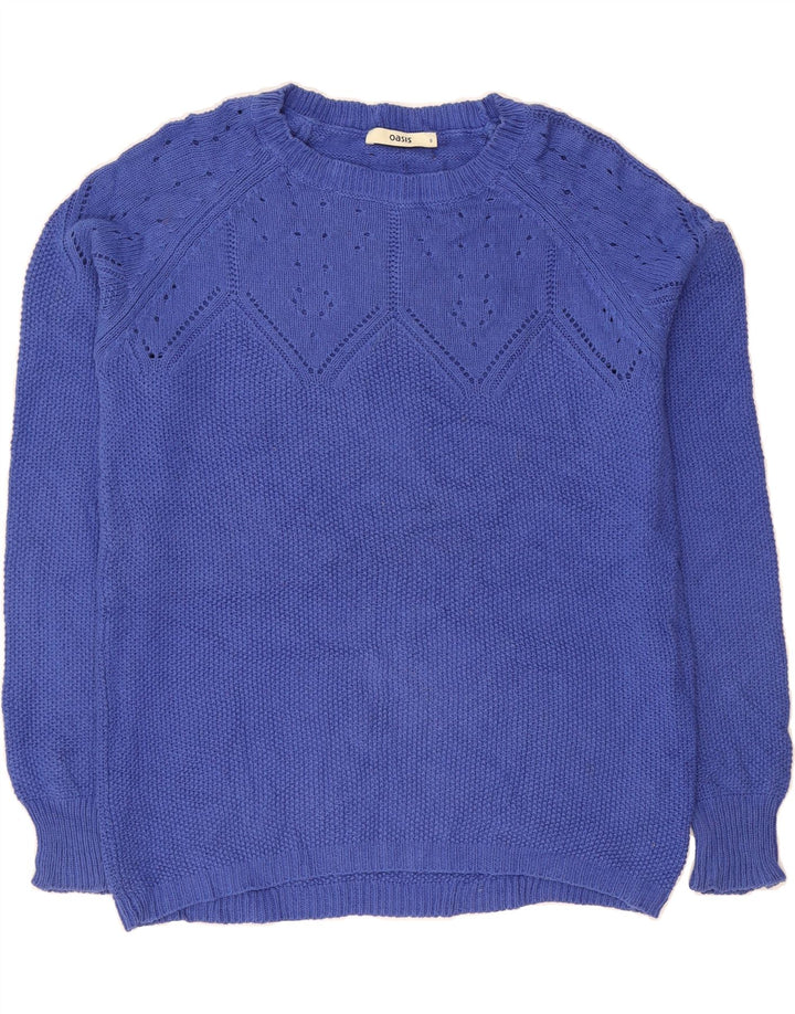 OASIS Womens Oversized Boat Neck Jumper Sweater UK 10 Small Blue Cotton Vintage Oasis and Second-Hand Oasis from Messina Hembry 